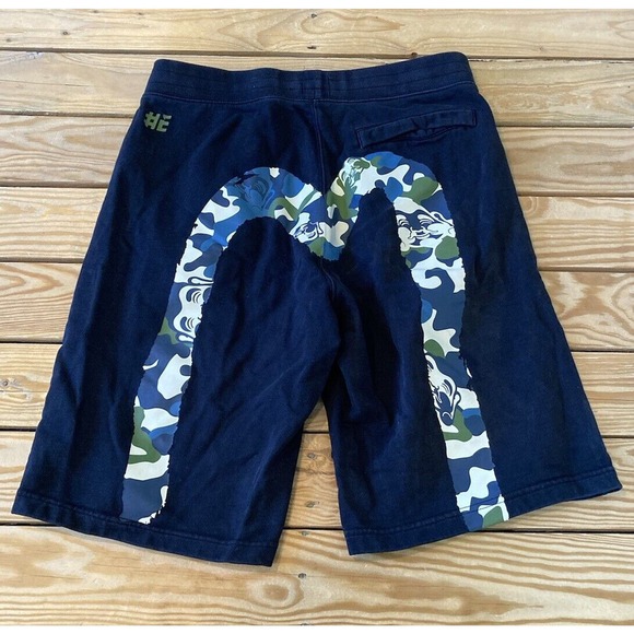 Evisu Graphic Sweat Shorts Size Small Men’s Black - Picture 2 of 12